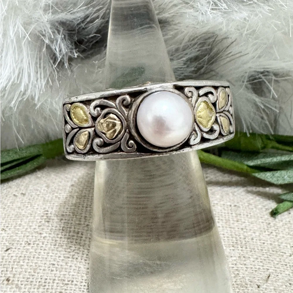 John Hardy .925 18K Gold Pearl Ring